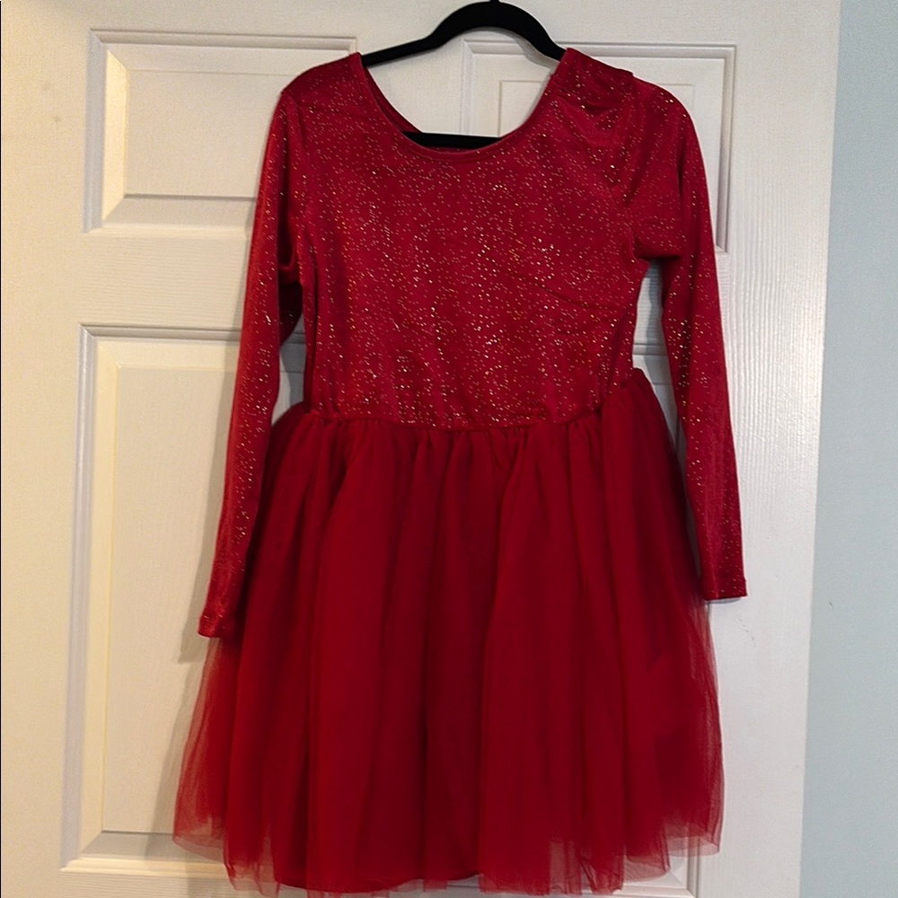 Red Sparkly Long Sleeve Dress